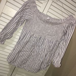 Off shoulder stripped shirt
